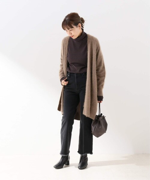 Spick & Span（スピックアンドスパン）の「テレコボーダータートルプルオーバー◆（トップス・ブラック/フリー/在庫あり）」の6枚目の写真