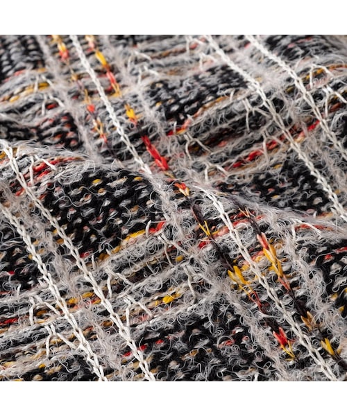 Iroquois（イロコイ）の「Iroquois 7G TUCK-KNITTING CHECK KNIT(BLACK