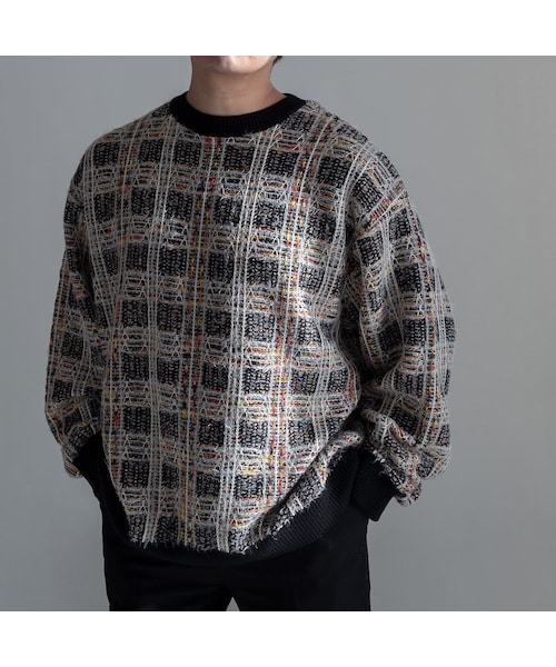 Iroquois ニット 最終プライスIroquois パープルチェック ニットセーター - メルカリ