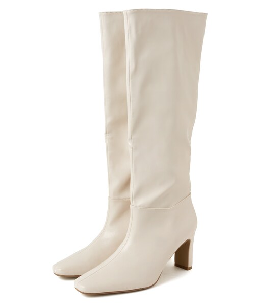 GRL（グレイル）の「スクエアトゥロングブーツ（ブーツ・レディース・ブラック/ブラウン/アイボリー/ベージュ・24.5）」の2枚目の写真