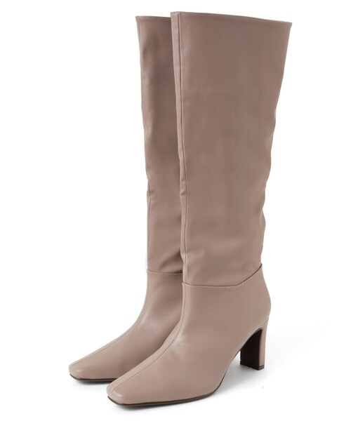 GRL（グレイル）の「スクエアトゥロングブーツ（ブーツ・レディース・ブラック/ブラウン/アイボリー/ベージュ・24.5）」の4枚目の写真