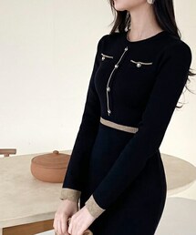 DHOLIC | ボタン配色ニットワンピース(ワンピース)