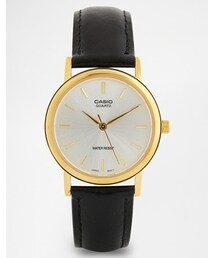 CASIO | Casio Black Leather Strap Watch MTP1095Q-7A(アナログ腕時計)