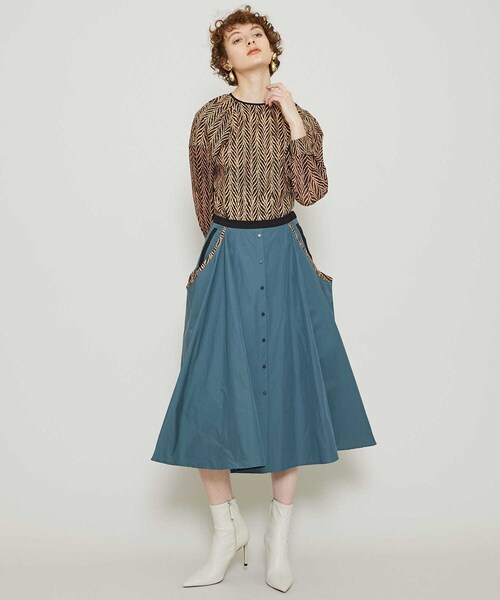 AKANE UTSUNOMIYA（アカネウツノミヤ）の「ナイロンコットンウォッシュスカート（その他・レディース・OLIVE・36）」の2枚目の写真