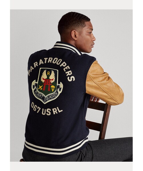ラルフローレン　ライダースジャケット RALPH LAUREN（ラルフ ローレン）の「Leather-Sleeve Baseball