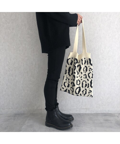 copine（コピン）の「コーディネートのアクセント！レオパード柄ニットトートバッグ(3color)【クリックポスト対象商品】（トートバッグ・レディース・その他）」の9枚目の写真