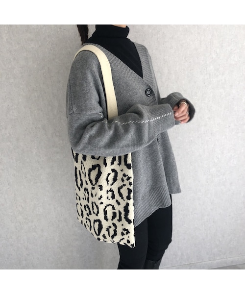 copine（コピン）の「コーディネートのアクセント！レオパード柄ニットトートバッグ(3color)【クリックポスト対象商品】（トートバッグ・レディース・その他）」の6枚目の写真