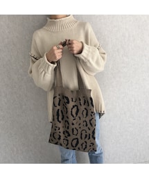 copine | コーディネートのアクセント！レオパード柄ニットトートバッグ(3color)【クリックポスト対象商品】(トートバッグ)