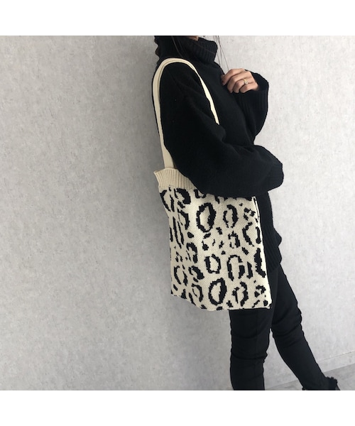 copine（コピン）の「コーディネートのアクセント！レオパード柄ニットトートバッグ(3color)【クリックポスト対象商品】（トートバッグ・レディース・その他）」の8枚目の写真
