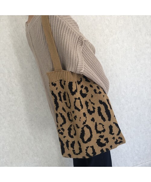 copine（コピン）の「コーディネートのアクセント！レオパード柄ニットトートバッグ(3color)【クリックポスト対象商品】（トートバッグ・レディース・その他）」の11枚目の写真