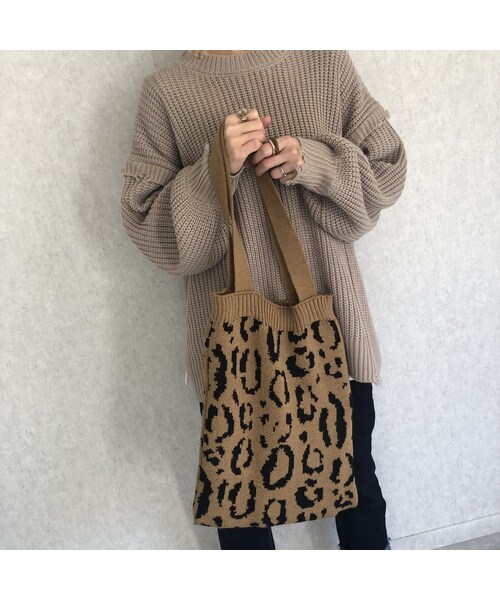 copine（コピン）の「コーディネートのアクセント！レオパード柄ニットトートバッグ(3color)【クリックポスト対象商品】（トートバッグ・レディース・その他）」の12枚目の写真