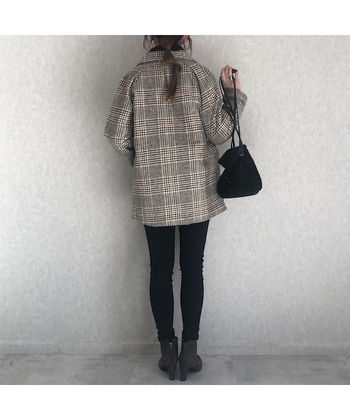 copine（コピン）の「上品なゆるシルエット！チェック柄ミドル丈コート（テーラードジャケット・レディース・その他）」の3枚目の写真