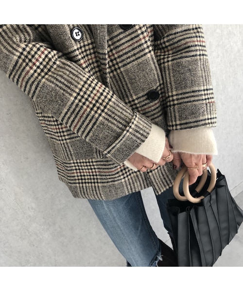 copine（コピン）の「上品なゆるシルエット！チェック柄ミドル丈コート（テーラードジャケット・レディース・その他）」の14枚目の写真