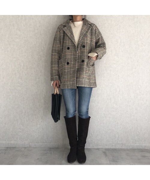 copine（コピン）の「上品なゆるシルエット！チェック柄ミドル丈コート（テーラードジャケット・レディース・その他）」の8枚目の写真