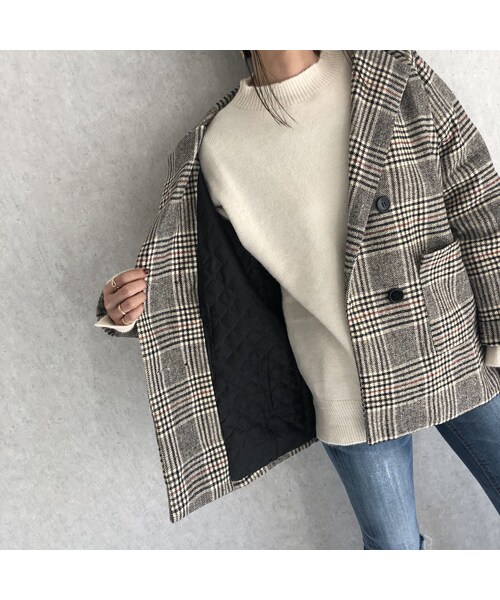copine（コピン）の「上品なゆるシルエット！チェック柄ミドル丈コート（テーラードジャケット・レディース・その他）」の13枚目の写真
