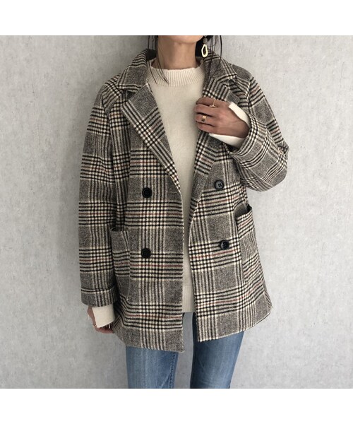 copine（コピン）の「上品なゆるシルエット！チェック柄ミドル丈コート（テーラードジャケット・レディース・その他）」の12枚目の写真
