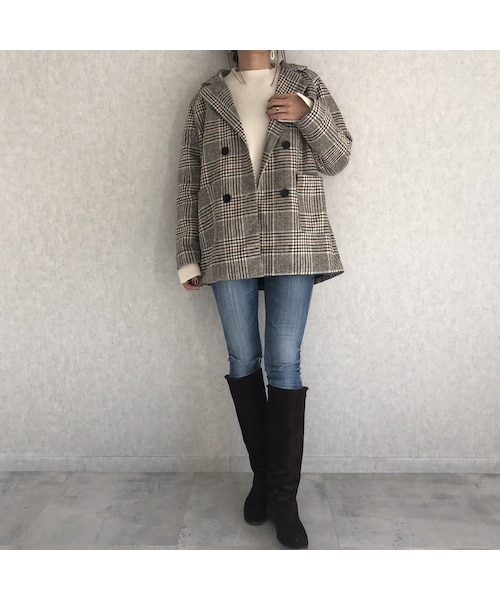 copine（コピン）の「上品なゆるシルエット！チェック柄ミドル丈コート（テーラードジャケット・レディース・その他）」の11枚目の写真