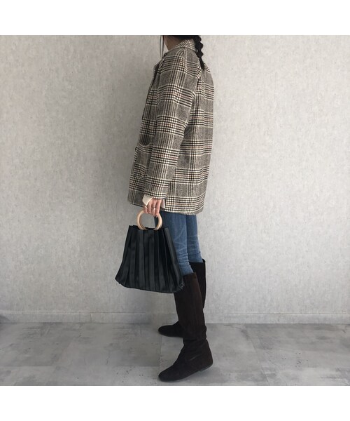 copine（コピン）の「上品なゆるシルエット！チェック柄ミドル丈コート（テーラードジャケット・レディース・その他）」の9枚目の写真