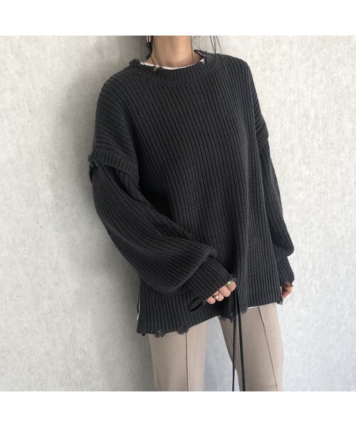 copine（コピン）の「ダメージ加工デザイン♪ざっくりシンプルゆるニット(3color)（ニット/セーター・レディース・その他）」の13枚目の写真