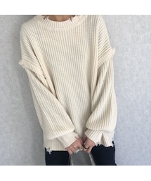 copine | ダメージ加工デザイン♪ざっくりシンプルゆるニット(3color)(ニット/セーター)