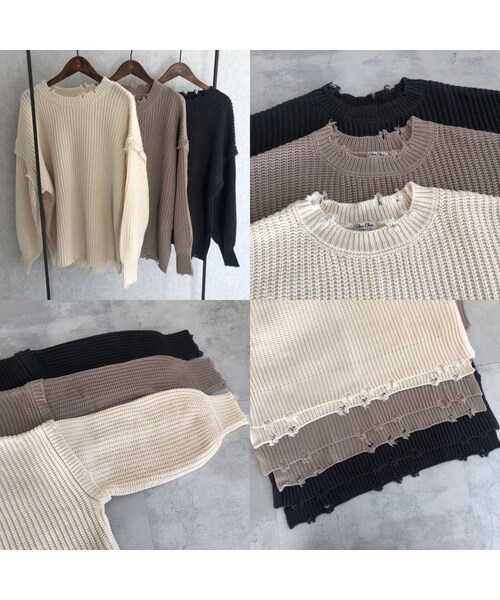 copine（コピン）の「ダメージ加工デザイン♪ざっくりシンプルゆるニット(3color)（ニット/セーター・レディース・その他）」の15枚目の写真