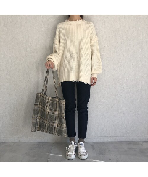 copine（コピン）の「ダメージ加工デザイン♪ざっくりシンプルゆるニット(3color)（ニット/セーター・レディース・その他）」の2枚目の写真