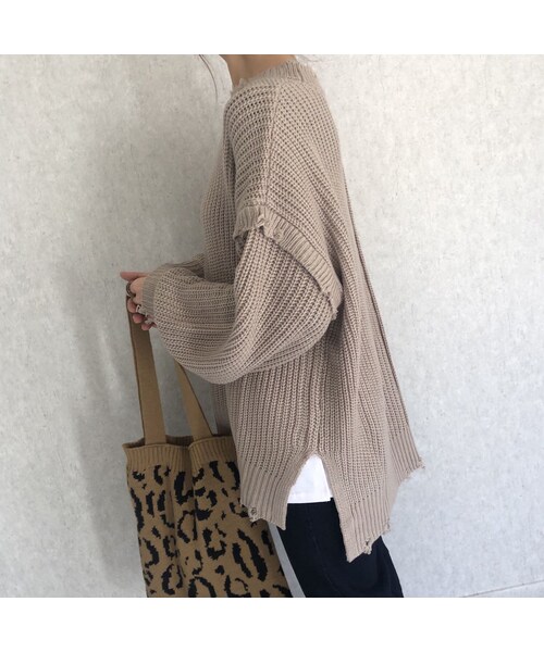 copine（コピン）の「ダメージ加工デザイン♪ざっくりシンプルゆるニット(3color)（ニット/セーター・レディース・その他）」の9枚目の写真