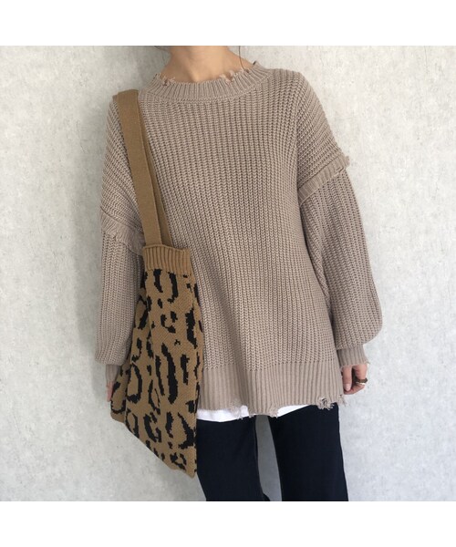 copine（コピン）の「ダメージ加工デザイン♪ざっくりシンプルゆるニット(3color)（ニット/セーター・レディース・その他）」の8枚目の写真