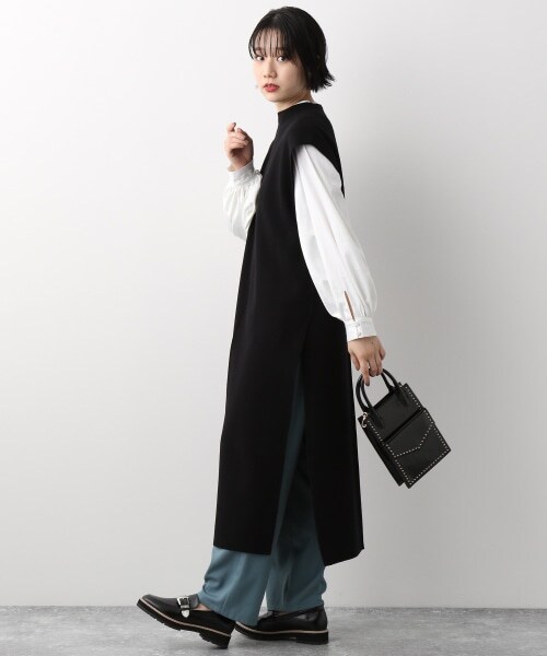 PAGEBOY（ページボーイ）の「【WEB先行予約】ニットロングベスト（ワンピース/ドレス・レディース・ブラック/グレー・F）」の3枚目の写真