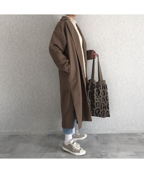 copine（コピン）の「Newカラー！抜け感のある裾サイドスリットデザイン！オーバーサイズダブルチェスターコート（モカ）（チェスターコート・レディース・その他）」の2枚目の写真