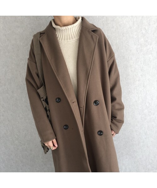 copine（コピン）の「Newカラー！抜け感のある裾サイドスリットデザイン！オーバーサイズダブルチェスターコート（モカ）（チェスターコート・レディース・その他）」の6枚目の写真