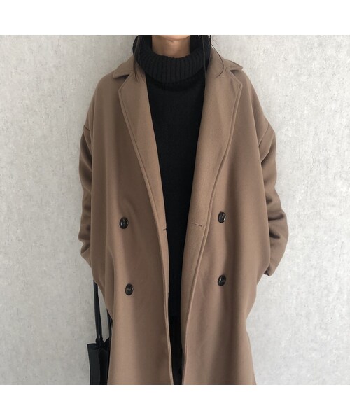 copine（コピン）の「Newカラー！抜け感のある裾サイドスリットデザイン！オーバーサイズダブルチェスターコート（モカ）（チェスターコート・レディース・その他）」の14枚目の写真