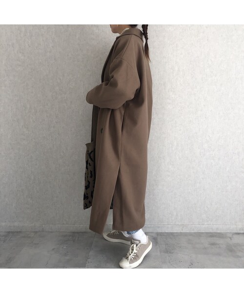 copine（コピン）の「Newカラー！抜け感のある裾サイドスリットデザイン！オーバーサイズダブルチェスターコート（モカ）（チェスターコート・レディース・その他）」の5枚目の写真