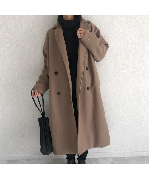 copine（コピン）の「Newカラー！抜け感のある裾サイドスリットデザイン！オーバーサイズダブルチェスターコート（モカ）（チェスターコート・レディース・その他）」の13枚目の写真