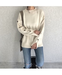 copine | 袖ボタンがアクセント！袖・裾スリットデザインニット(2color)(ニット/セーター)