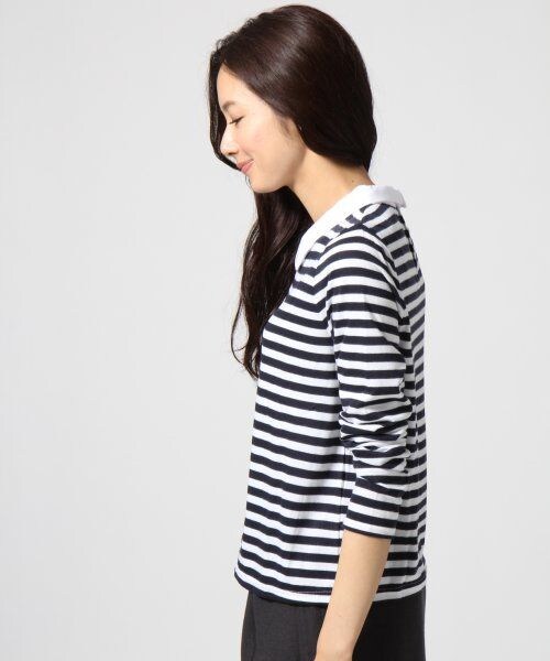 GLOBAL WORK（グローバルワーク）の「カットエリボーダープルオーバー長袖（トップス・レディース・ボーダー10/グレーボーダー18/ボルドーボーダー38・Ｍ/Ｌ）」の7枚目の写真