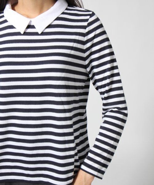 GLOBAL WORK（グローバルワーク）の「カットエリボーダープルオーバー長袖（トップス・レディース・ボーダー10/グレーボーダー18/ボルドーボーダー38・Ｍ/Ｌ）」の11枚目の写真