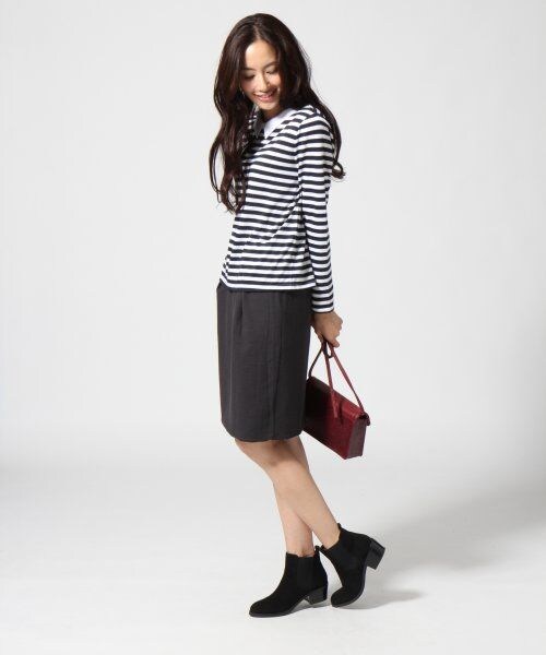 GLOBAL WORK（グローバルワーク）の「カットエリボーダープルオーバー長袖（トップス・レディース・ボーダー10/グレーボーダー18/ボルドーボーダー38・Ｍ/Ｌ）」の4枚目の写真