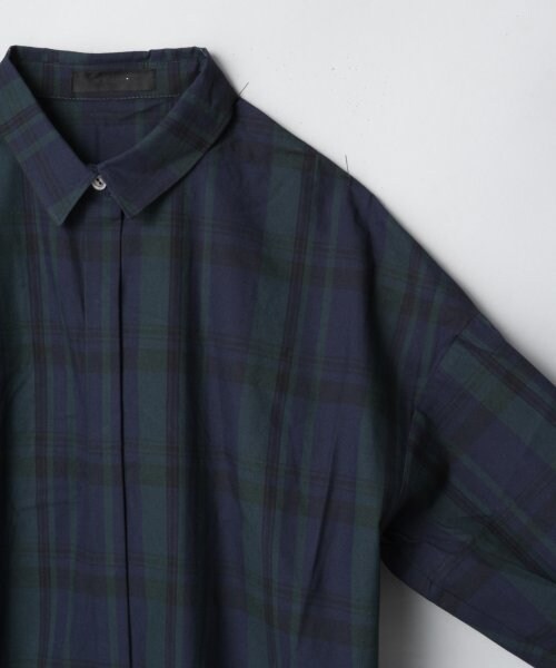 JEANASIS(ジーナシス)の「レーヨンチェックシャツワンピース(ワンピース/ドレス・レディース・グリーンチェック/ネイビーチャック・FREE)」の5枚目の写真