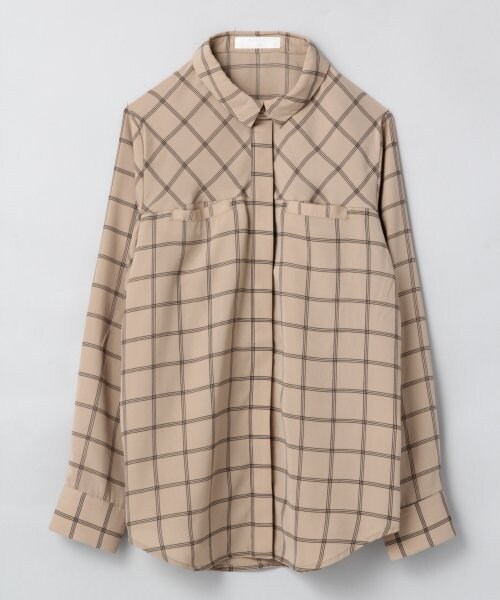 JEANASIS（ジーナシス）の「WPチェックレギュラーシャツ（トップス・レディース・アイボリー/ブラック/キャメル・FREE）」の3枚目の写真