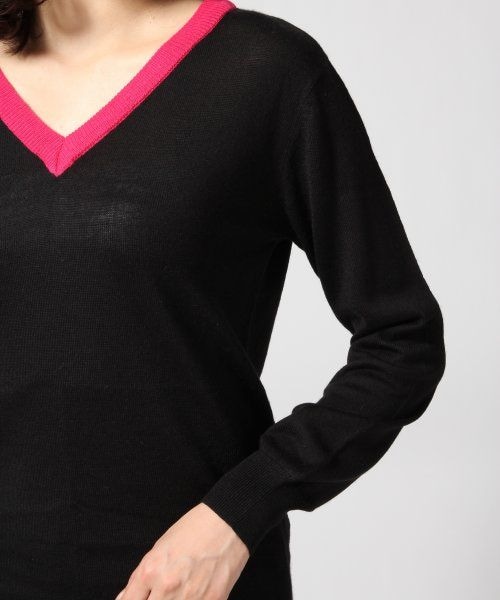 JEANASIS（ジーナシス）の「14GハイショクVネックプルオーバー（トップス・レディース・オフホワイト/ブラック/チャコールグレー・FREE）」の7枚目の写真