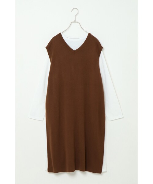 ikka（イッカ）の「ニットロングベストアンサンブル（ワンピース・レディース・ブラック/オリーブ/ベージュ/キャメル・Ｍ（９ゴウ））」の2枚目の写真