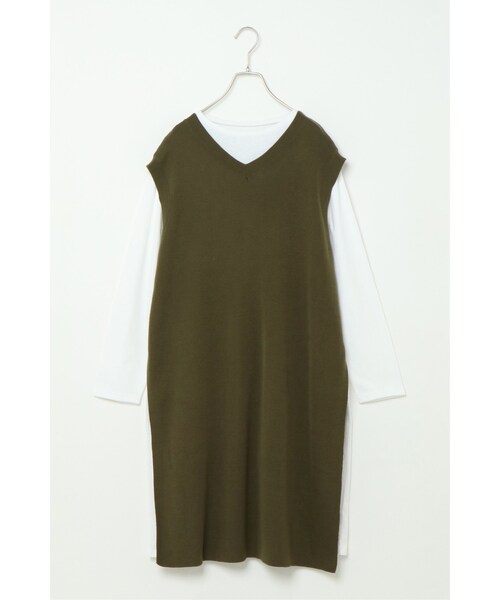 ikka（イッカ）の「ニットロングベストアンサンブル（ワンピース・レディース・ブラック/オリーブ/ベージュ/キャメル・Ｍ（９ゴウ））」の4枚目の写真