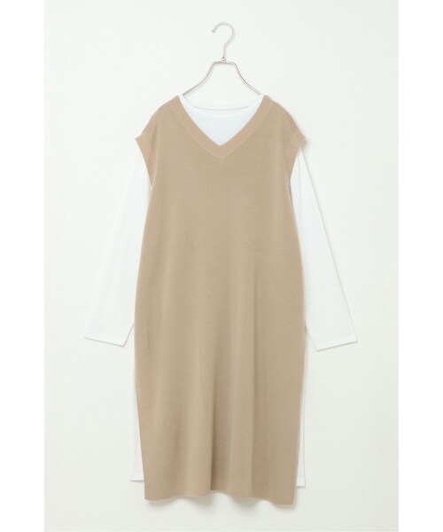 ikka（イッカ）の「ニットロングベストアンサンブル（ワンピース・レディース・ブラック/オリーブ/ベージュ/キャメル・Ｍ（９ゴウ））」の3枚目の写真