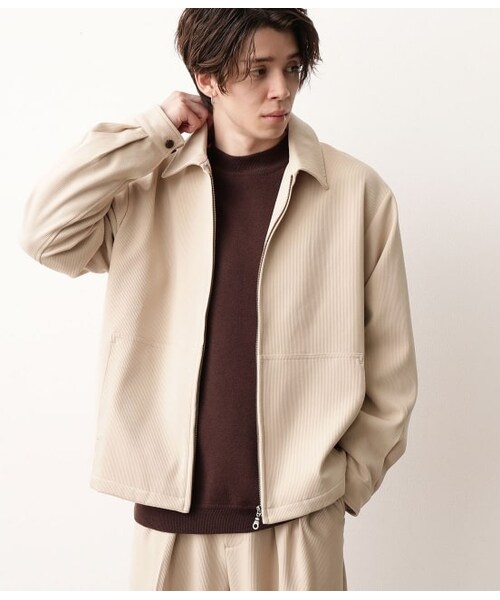 JUNRED(ジュンレッド)の「テクスチャーTR ZIPブルゾン(ジャケット/アウター・メンズ・ブラック/ベージュ/ダークブラウン・M/L/S)」の3枚目の写真