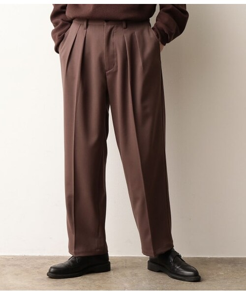JUNRED(ジュンレッド)の「テクスチャーTRインタックワイドパンツ(パンツ・メンズ・ダークブラウン/ベージュ/ブラック・L/M/S)」の2枚目の写真