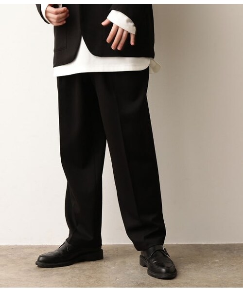 JUNRED(ジュンレッド)の「テクスチャーTRインタックワイドパンツ(パンツ・メンズ・ダークブラウン/ベージュ/ブラック・L/M/S)」の1枚目の写真