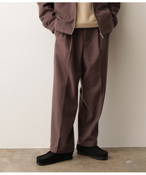 JUNRED（ジュンレッド）の「エアリーストレッチフラノワイドパンツ【Set Up可能】（パンツ・メンズ・ダークブラウン/ベージュ系/ベージュ/ブラウン/ブラック・L/S/M）」の3枚目の写真