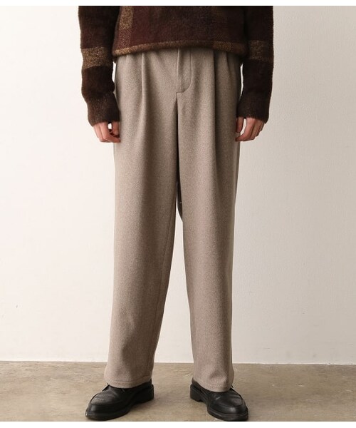 JUNRED（ジュンレッド）の「エアリーストレッチフラノワイドパンツ【Set Up可能】（パンツ・メンズ・ダークブラウン/ベージュ系/ベージュ/ブラウン/ブラック・L/S/M）」の4枚目の写真