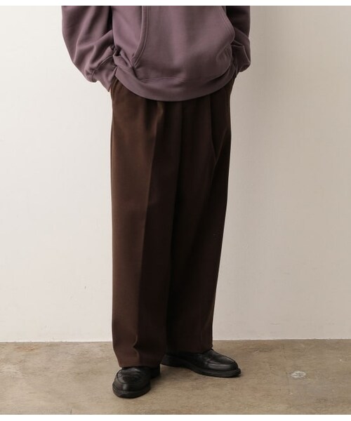 JUNRED（ジュンレッド）の「エアリーストレッチフラノワイドパンツ【Set Up可能】（パンツ・メンズ・ダークブラウン/ベージュ系/ベージュ/ブラウン/ブラック・L/S/M）」の2枚目の写真